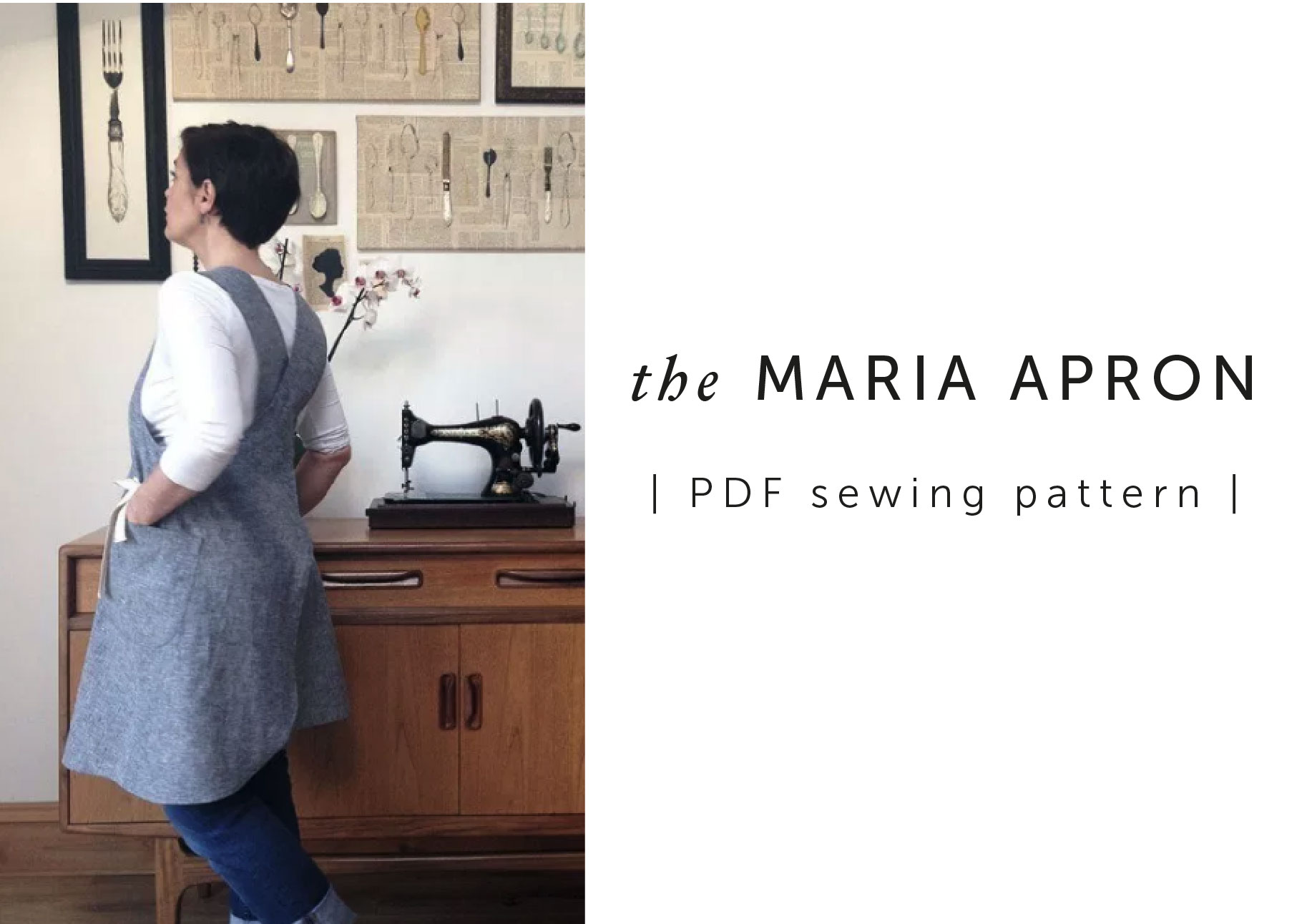 The Maria Apron PDF Sewing Pattern, Pinafore Style Apron, Cross-back Apron,  DIGITAL DOWNLOAD, Japanese Apron Pattern, Pdf, Sewing Pattern 